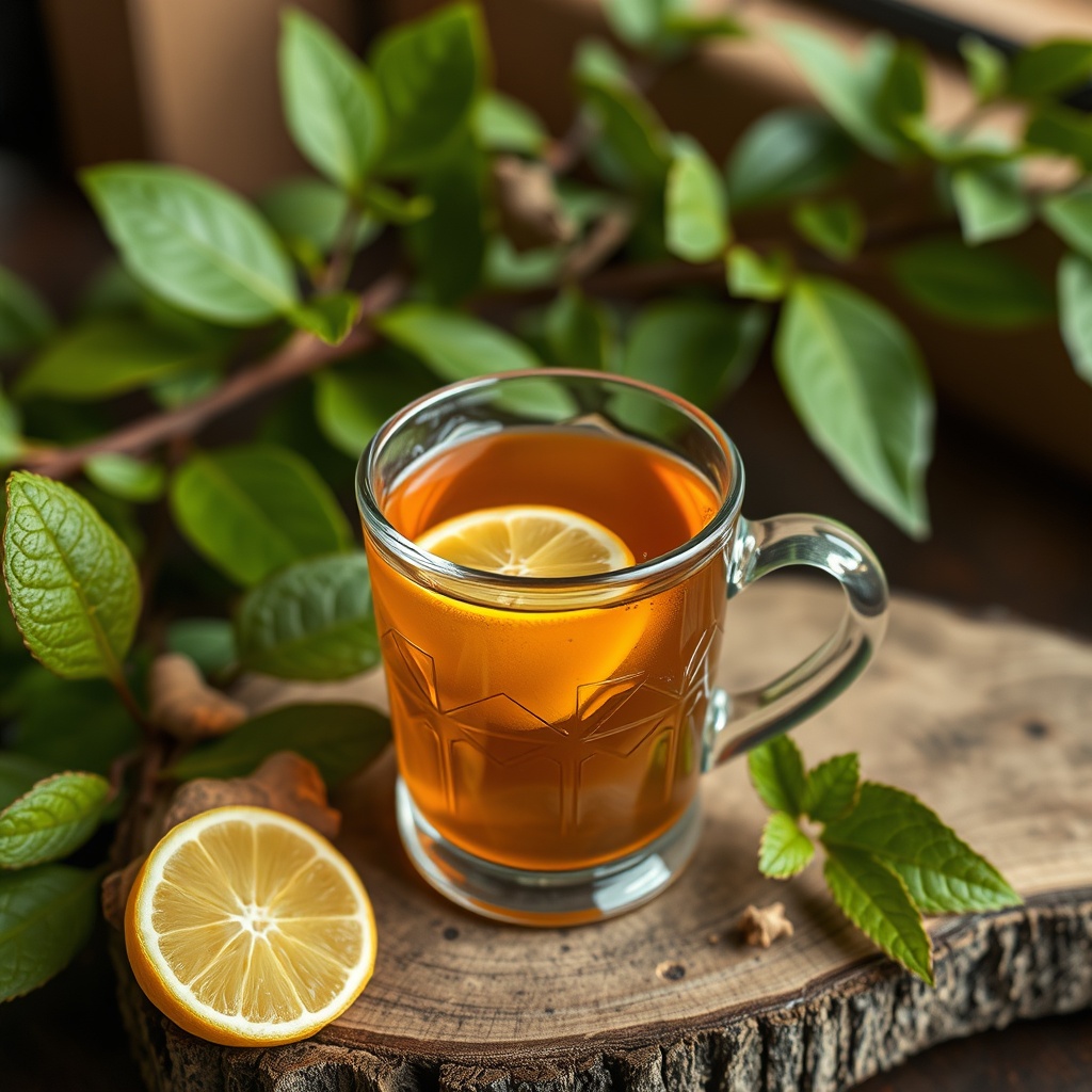 A glass of ginger tea.
