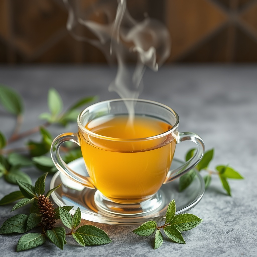 A glass of herbal tea.