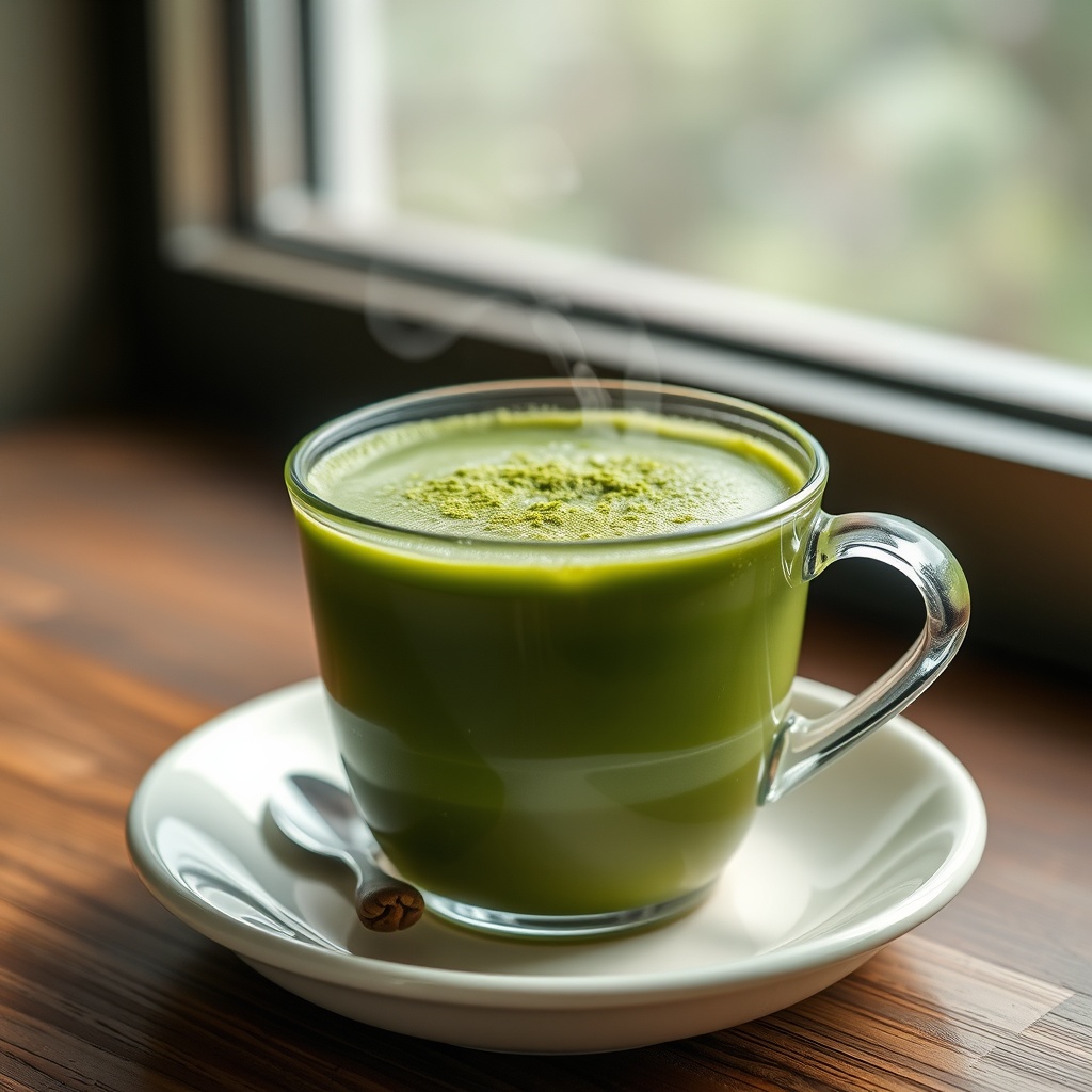 A glass of matcha tea.